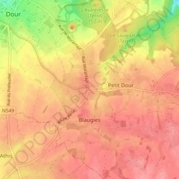 Топографическая карта Rouge Bonnet, высота, рельеф