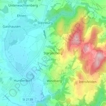 Топографическая карта Starzenberg, высота, рельеф