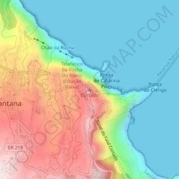 Топографическая карта Cortado, высота, рельеф