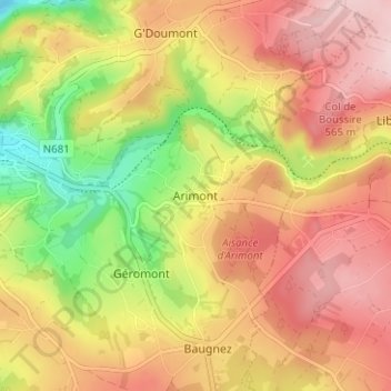 Топографическая карта Arimont, высота, рельеф