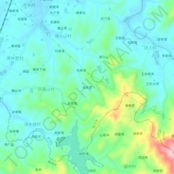 Топографическая карта 龙井湾, высота, рельеф