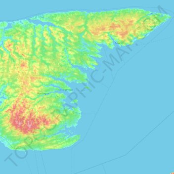 Топографическая карта Boughton Island, высота, рельеф
