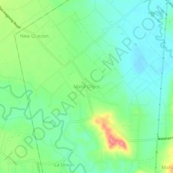 Топографическая карта Maliit Digos, высота, рельеф