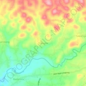 Топографическая карта Tribuana, высота, рельеф