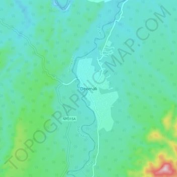 Топографическая карта Deomali, высота, рельеф