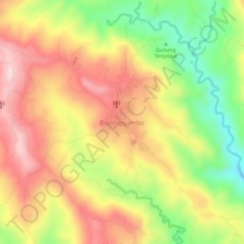 Топографическая карта Bojonggambir, высота, рельеф
