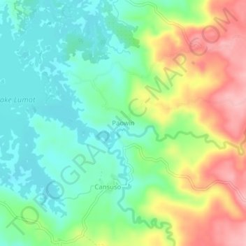 Топографическая карта Paowin, высота, рельеф