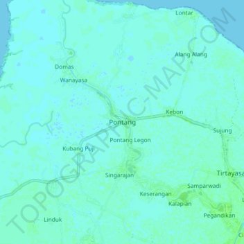 Топографическая карта Pontang, высота, рельеф