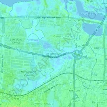 Топографическая карта Asemrowo, высота, рельеф