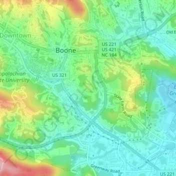 Топографическая карта Strawberry Hill Arboretum, высота, рельеф