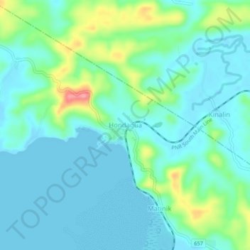 Топографическая карта Hondagua, высота, рельеф