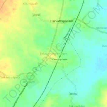 Топографическая карта Belagam Agraharam, высота, рельеф