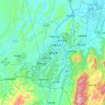 Топографическая карта Chenzhou, высота, рельеф