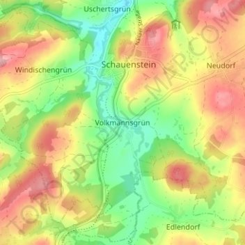 Топографическая карта Volkmannsgrün, высота, рельеф