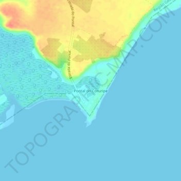 Топографическая карта Pontal do Coruripe, высота, рельеф