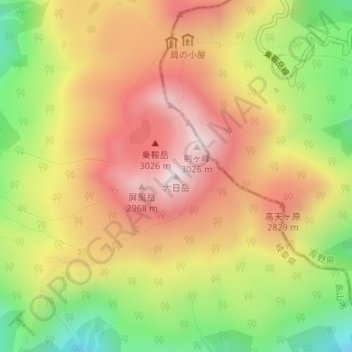 Топографическая карта 大日岳, высота, рельеф
