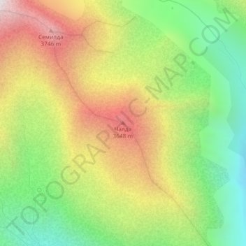 Топографическая карта Чалда, высота, рельеф