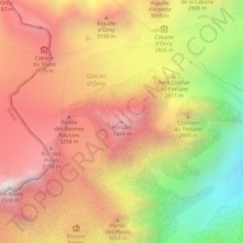 Топографическая карта Portalet, высота, рельеф