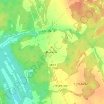 Топографическая карта Власьево, высота, рельеф
