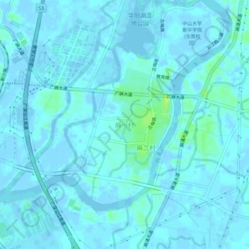 Топографическая карта 麻一村, высота, рельеф