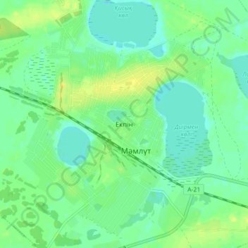 Топографическая карта Екпин, высота, рельеф