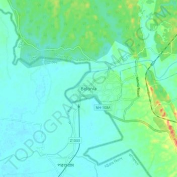 Топографическая карта Belonia, высота, рельеф