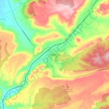 Топографическая карта Sigüenza, высота, рельеф