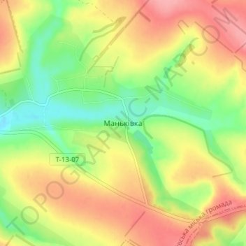 Топографическая карта Маньковка, высота, рельеф
