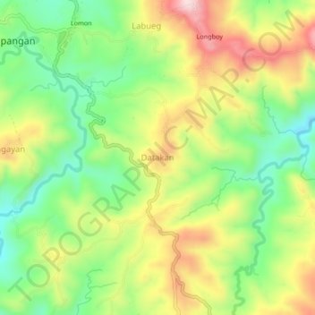 Топографическая карта Datakan, высота, рельеф