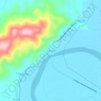 Топографическая карта Gamut, высота, рельеф