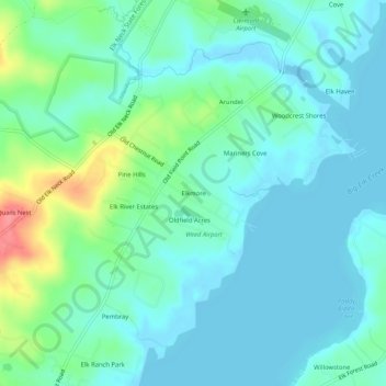 Топографическая карта Elkmore, высота, рельеф