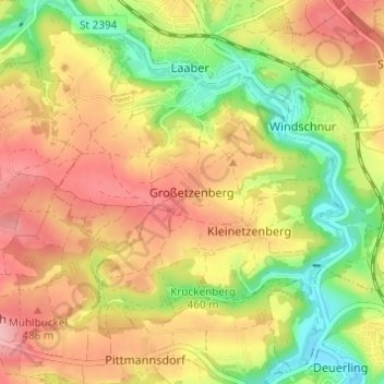Топографическая карта Großetzenberg, высота, рельеф