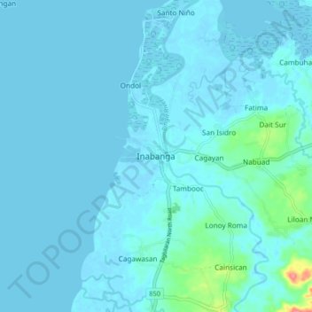 Топографическая карта Inabanga, высота, рельеф