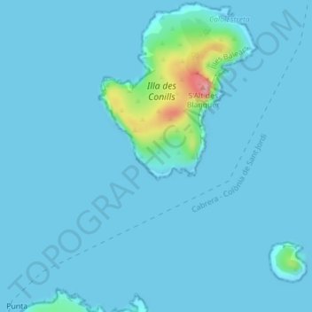 Топографическая карта Es Corrals, высота, рельеф