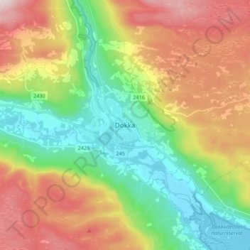 Топографическая карта Dokka, высота, рельеф