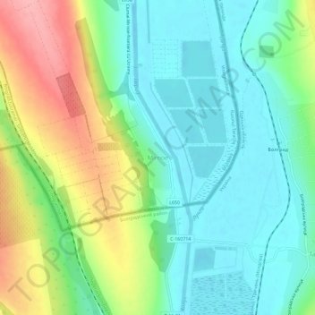 Топографическая карта Мирное, высота, рельеф