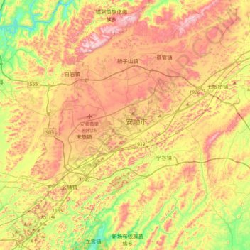 Топографическая карта Anshun, высота, рельеф