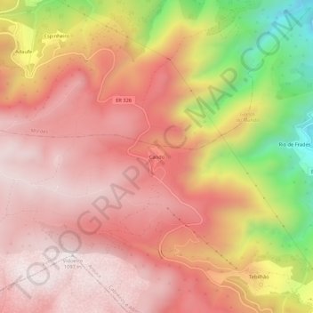 Топографическая карта Cando, высота, рельеф