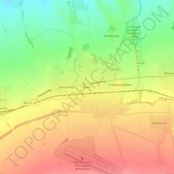 Топографическая карта Кант, высота, рельеф