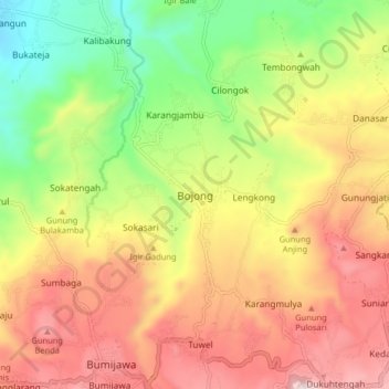 Топографическая карта Bojong, высота, рельеф