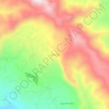 Топографическая карта Cihurip, высота, рельеф