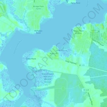 Топографическая карта Rivercliff, высота, рельеф