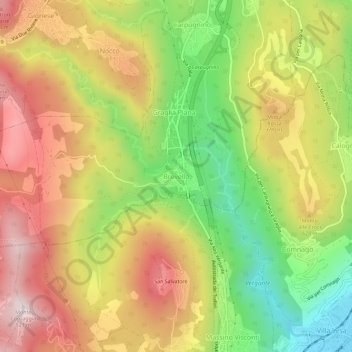 Топографическая карта Brovello, высота, рельеф
