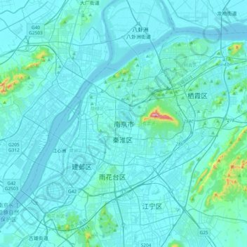 Топографическая карта 南京市, высота, рельеф