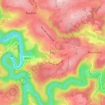 Топографическая карта Filly, высота, рельеф