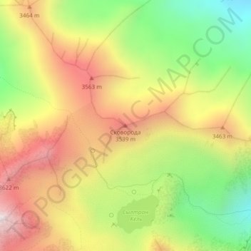 Топографическая карта Сковорода, высота, рельеф