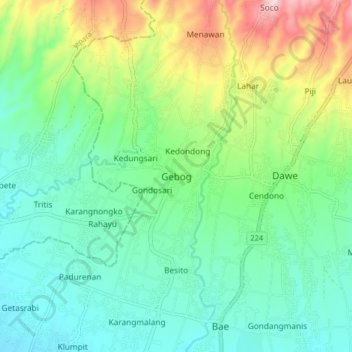 Топографическая карта Gebog, высота, рельеф