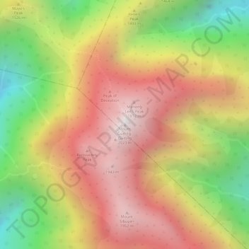 Топографическая карта Mount Guiting-Guiting, высота, рельеф