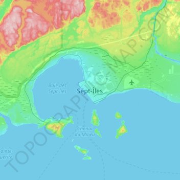 Топографическая карта Sept-Îles, высота, рельеф