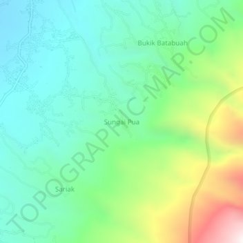 Топографическая карта Sungai Pua, высота, рельеф